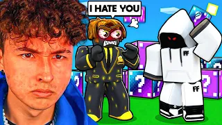 I CHEATED In A EXTREME Lucky Block Race, And He Got MAD.. (Roblox Bedwars)