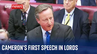 Lord Cameron makes debut speech in House of Lords