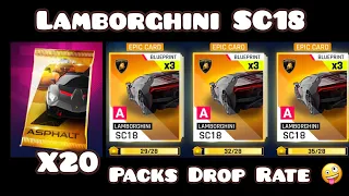 Asphalt 9 Legends - Lamborghini SC18 - 20 Packs Opening | Drop Rate | Good or Bad?