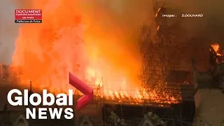 Notre Dame fire: Paris fire brigade footage shows extent of cathedral blaze