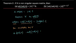 If A is non-singular square matrix,then a) adj(adjA) =|A|^(n-2) A  b)|adj(adjA))| =|A|^(n-1)^2