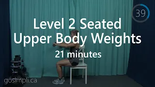 Level 2 Seated Upper Body Weights; Upper Body Chair Workout with Dumbbells Apartment Friendly