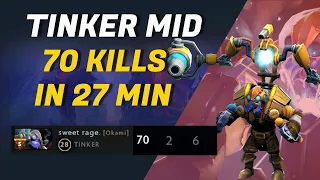 Tinker 70 kills in 27 minutes Amazing game dota 2 highlights