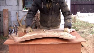 Table made of wood and metal rods.