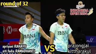 apriyani/ siti fadia [ina] vs kittharakul/ prajongjai [tha] || R32 INDONESIA OPEN 2024