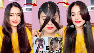 DIY CURTAIN BANGS! TRYING VIRAL TIK TOK TUTORIAL/I did CURTAIN  BANGS/IT WORKS 100%