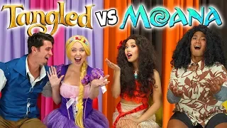 TRY NOT TO SING ALONG MOANA VS TANGLED MOVIE SONGS. (Totally TV Parody Characters)