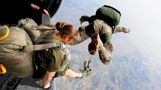 The Insane Action - See How US Female Paratroopers Jump From C-17 Globemaster III - Tough Courage