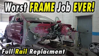 We had to REPLACE the Entire frame rail on this totaled Honda Accord