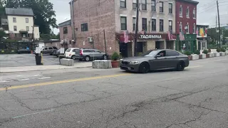 STRAIGHT PIPED F10 M5 LEAVING CAR MEET +PULL