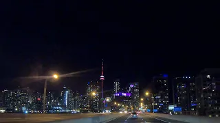 Toronto Downtown Night Drive 4K: Don Valley Parkway, Gardiner Expressway, Etobicoke, Yonge street