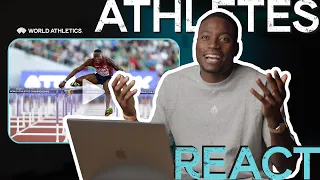 Grant Holloway reacts to second 110m hurdles World Athletics Championships 🥇 | Athletes React