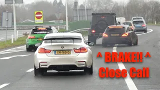 Supercars Accelerating Onto Slippery Highway! Close Calls - 600LT, 7R, F-Type R, M4 Akra, G500 4x4..
