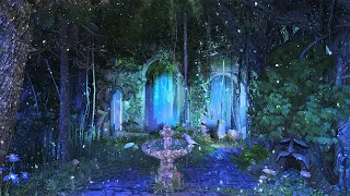 Enchanted Forest Night Ambience 10 hours ✨🌲 Mystical atmosphere, nature sounds & occasional rain.