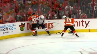 Schenn leave his feet to hit Oshie, 24 april 2016