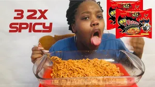 2X SPICY NUCLEAR FIRE NOODLES CHALLENGE!!🥵