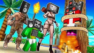 JJ was ADOPTED into MIKEY's PRIMITIVE FAMILY! PRIMAL TV WOMAN and SPEAKER MAN in Minecraft - Maizen