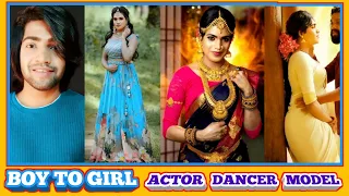TELUGU TV SHOW BOY TO GIRL TRANSFORMATION JISHNU VIJAYAN ACTING MODLING DANCE IN WOMEN CLOTHES #sam