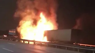 Wrong-way driver killed in fiery, head-on crash with 18-wheeler, police say