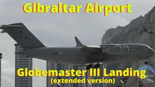 Boeing C-17A Globemaster III Landing and Taxi at Gibraltar (Extended Version)