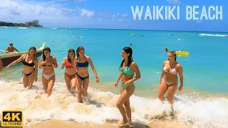 [4K] HAWAII - Waikiki  beach - On the beach - A beautiful day for a canoe ride!