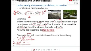 Class 6 Mass Balance - Introduction to Environmental Engineering