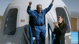 Blue Origin rocket launches with oldest person to ever travel into space on board