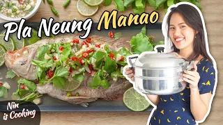 Thai Steamed Fish with Lime - Pla Neung Manao (ปลานึ่งมะนาว) - Thai Recipes