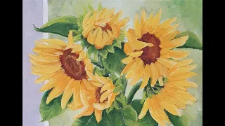 Живопись маслом. Подсолнухи на окне. Часть 1. Oil painting. Sunflowers. Part 1