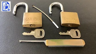 597. A couple of Abus 55/40 padlocks picked with the homemade half diamond hacksaw blade pick