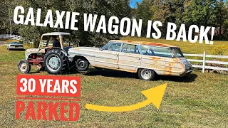 V8 Floor Shifted Galaxie wagon returns! Can the engine be saved after 30 years in a junkyard!