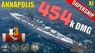 DAMAGE RECORD! Annapolis 3 Kills & 454k Damage | World of Warships Gameplay