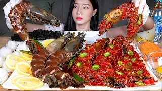 ASMR MUKBANG | GIANT SHRIMP 🦐  Soy Sauce Marinated King Tiger Shrimp & Spicy Sauce Marinated Shrimp