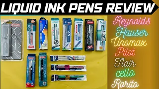 Top 7 Brands Roller Ball Pens (Liquid Ink Pens) Unboxing & Comparison