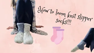 How to Loom Knit Slipper Socks for Beginners! | (Great Christmas gift idea/DIY!)