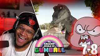 BEST EPISODE!! GUMBALL VS T-REX! | The Amazing World Of Gumball Ep. 7-8 REACTION!