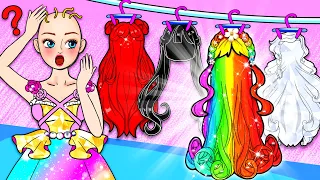 [🐾paper Diy🐾] Rainbow Or Black Which Hair Will Barbie Choose? | Rapunzel Compilation 놀이 종이
