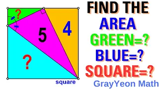 Find the area of the square green and blue triangle #geometryskills #mathpuzzles #thinkoutofthebox