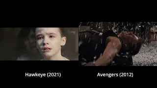 Clint Barton Saves Kate Bishop in Hawkeye 2021 & Avengers 2012   Compared Scenes Side by Side NYC