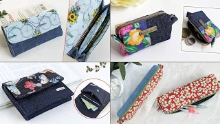 4 Cute Old Jeans and Printed Fabric Ideas | DIY Denim Wallets/Purses | Compilation | Bag Tutorial