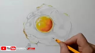 Fried Egg | Painting on canvas - How to Paint 3D Art || Narrow uttam