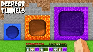 What is INSIDE THE DEEPEST TUNNEL in Minecraft? WATER vs LAVA vs PORTAL TUNNELS!