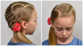 French Braid & Accent Hearts ❤ Valentines Day Hairstyle ❤ Easy hairstyle for girls #65