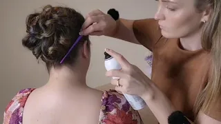ASMR Perfectionist Loose Curly Hair Bun Styling With Outfit Changes & Makeup Glam For Wedding Event