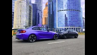 Дрифт и шашки по городу на BMW M2 & M4. Первый раз на вейкборде