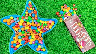 Satisfying Video l Candy Mixing in Star Bath with Color Slime & Magic M&M's Box - Cutting ASMR