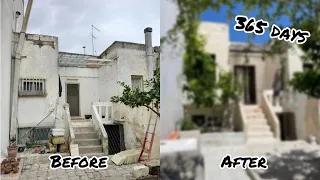 ONE YEAR TIMELAPSE in 40 mins// COUPLE RENOVATING neglected Italian village house