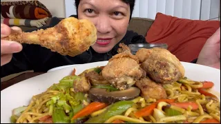 PANCIT CANTON | FRIED CHICKEN | FILIPINO FOOD | COOKING AND EATING l MUKBANG PHILIPPINES