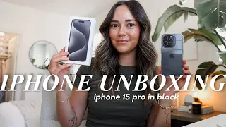 IPHONE 15 PRO UNBOXING + SETUP *black titanium* | upgrading from the iphone13 pro & comparison