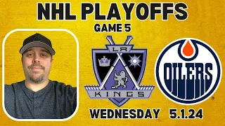 Kings at Oilers - Game 5 NHL Playoffs Wednesday 5/1/24 | Picks And Parlays #nhlplayoffs